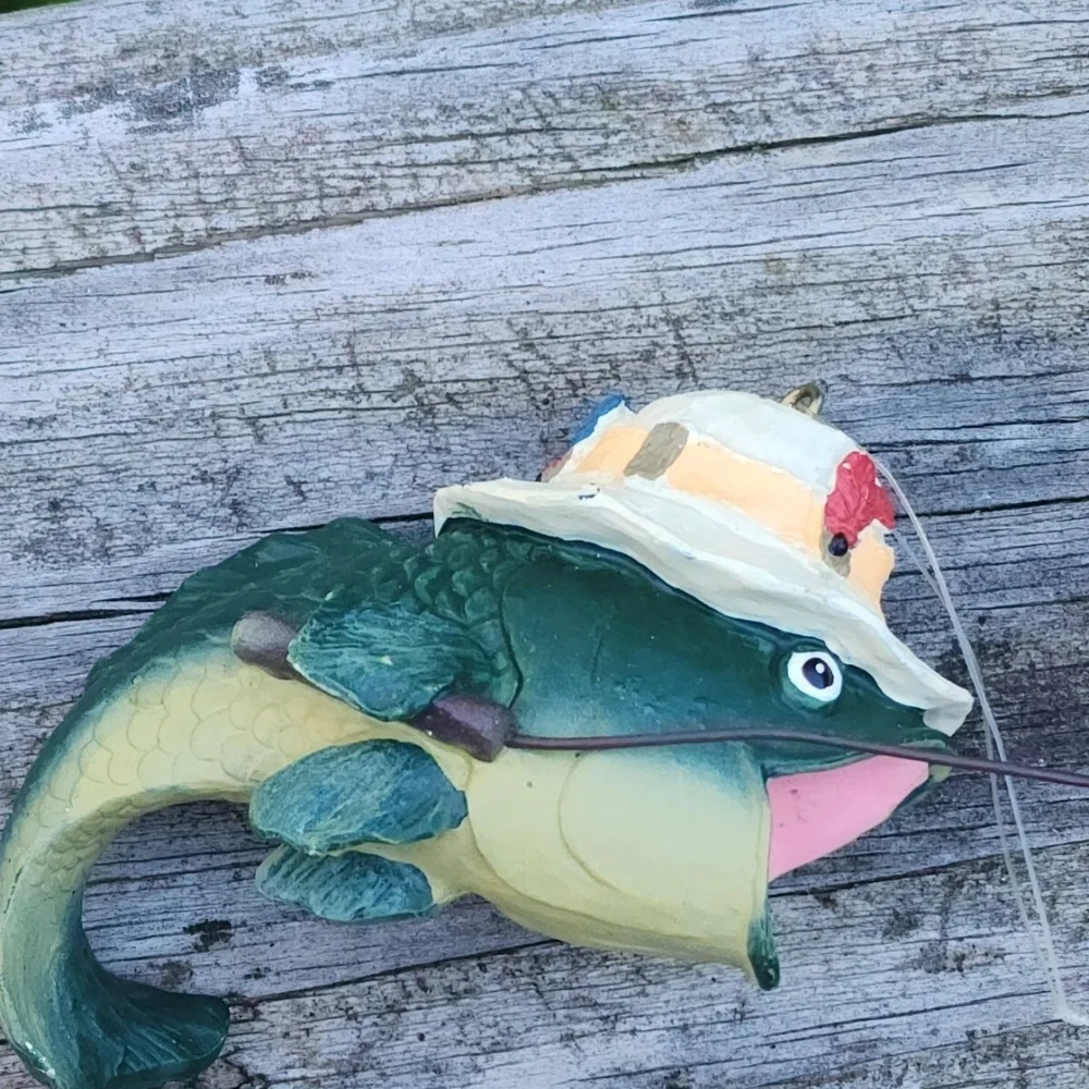 Green Fish Ornament with Hat MIDWEST OF CANNON FALLS